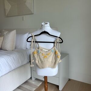 LoveShackFancy Cream Knit Top